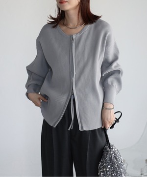 ダブルジップダンボールリブニットカーディガン【a-50080】.