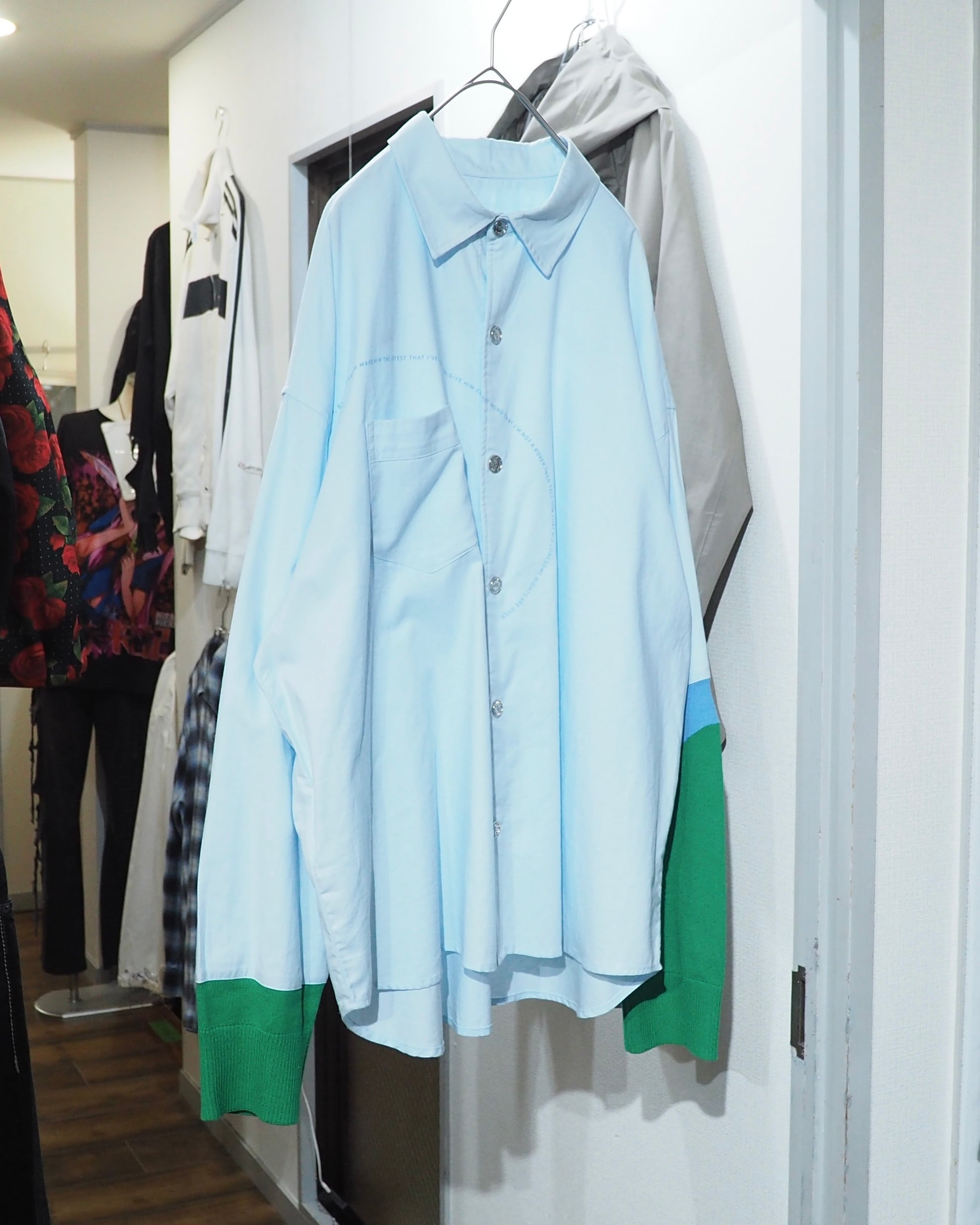 " EAFINETAL " Knit Docking Over silhouette Light Blue shirt