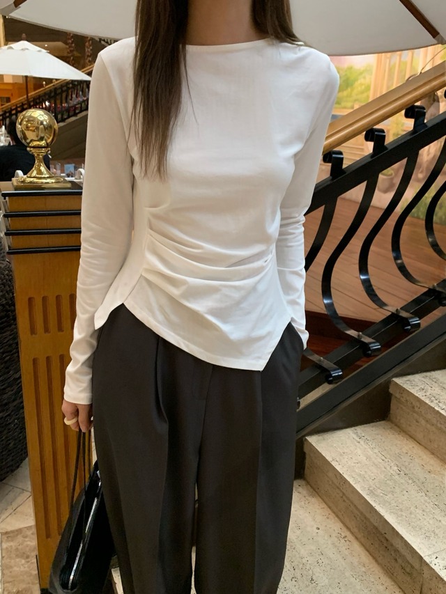 Draped Ruched Long Sleeve Top