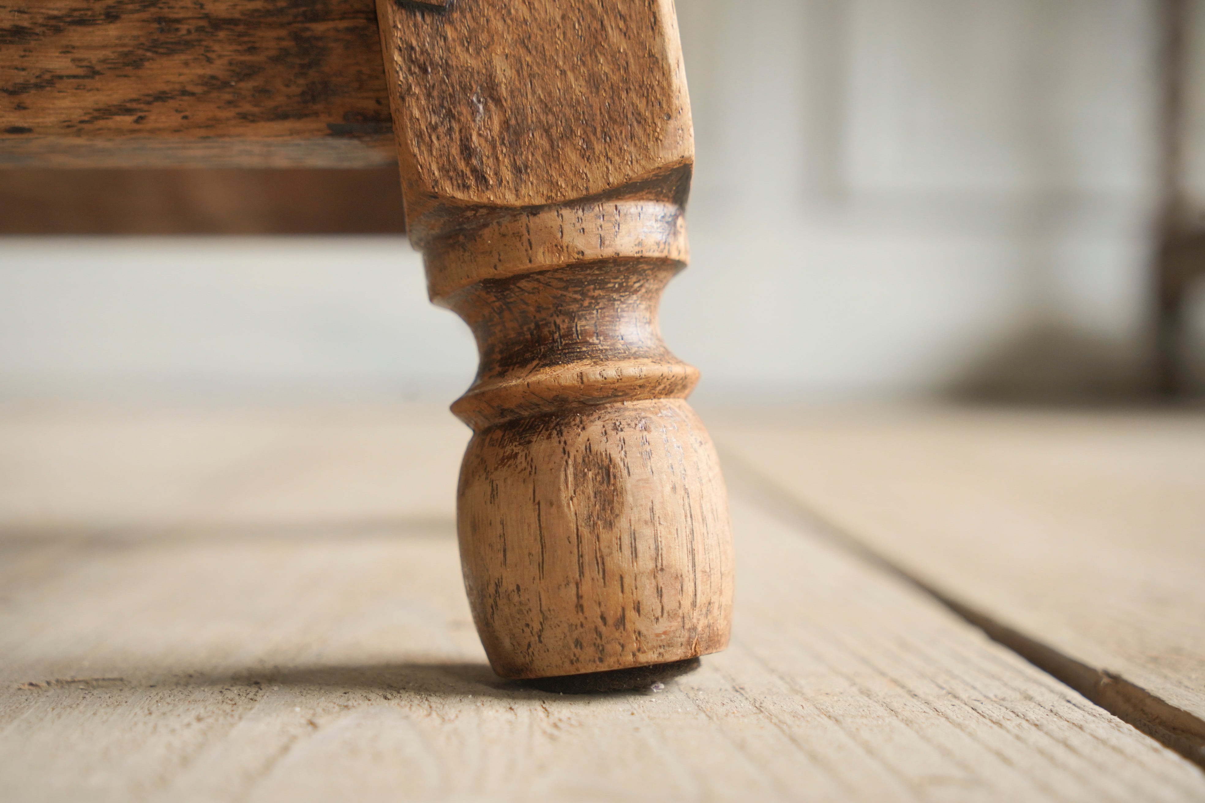 スクエアチェア/チェアー/スツール/フランス/1880年代/オーク材/剥離