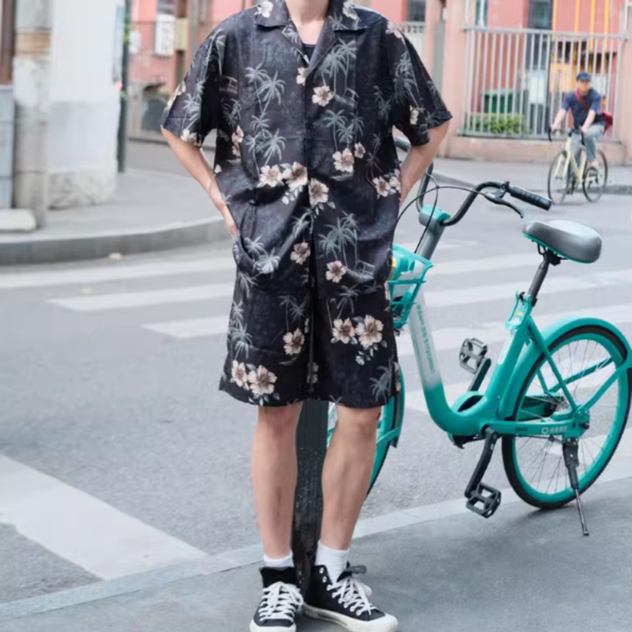 ハワイアン柄プリント半袖シャツ（別売りでセットアップのショーツあり）　0757