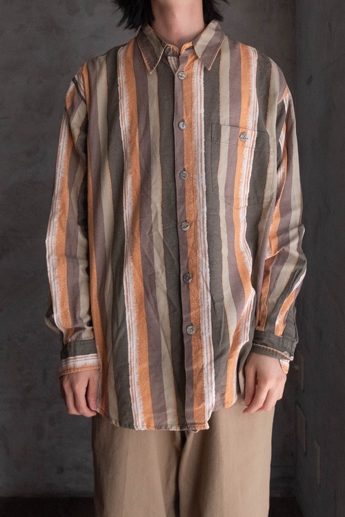 ドイツ BOYSEN'S コットンリネン ストライプ 100B l/sシャツ