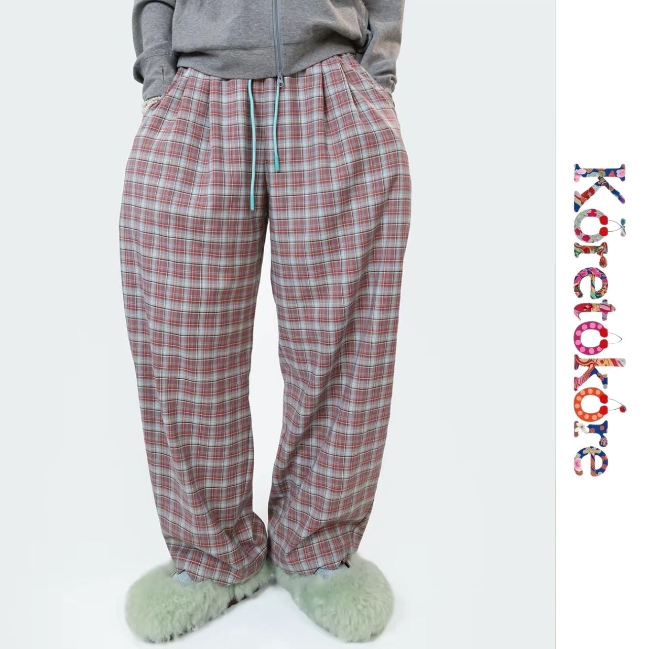 CHECK FRILL WIDE PANTS〈3color〉 A1245