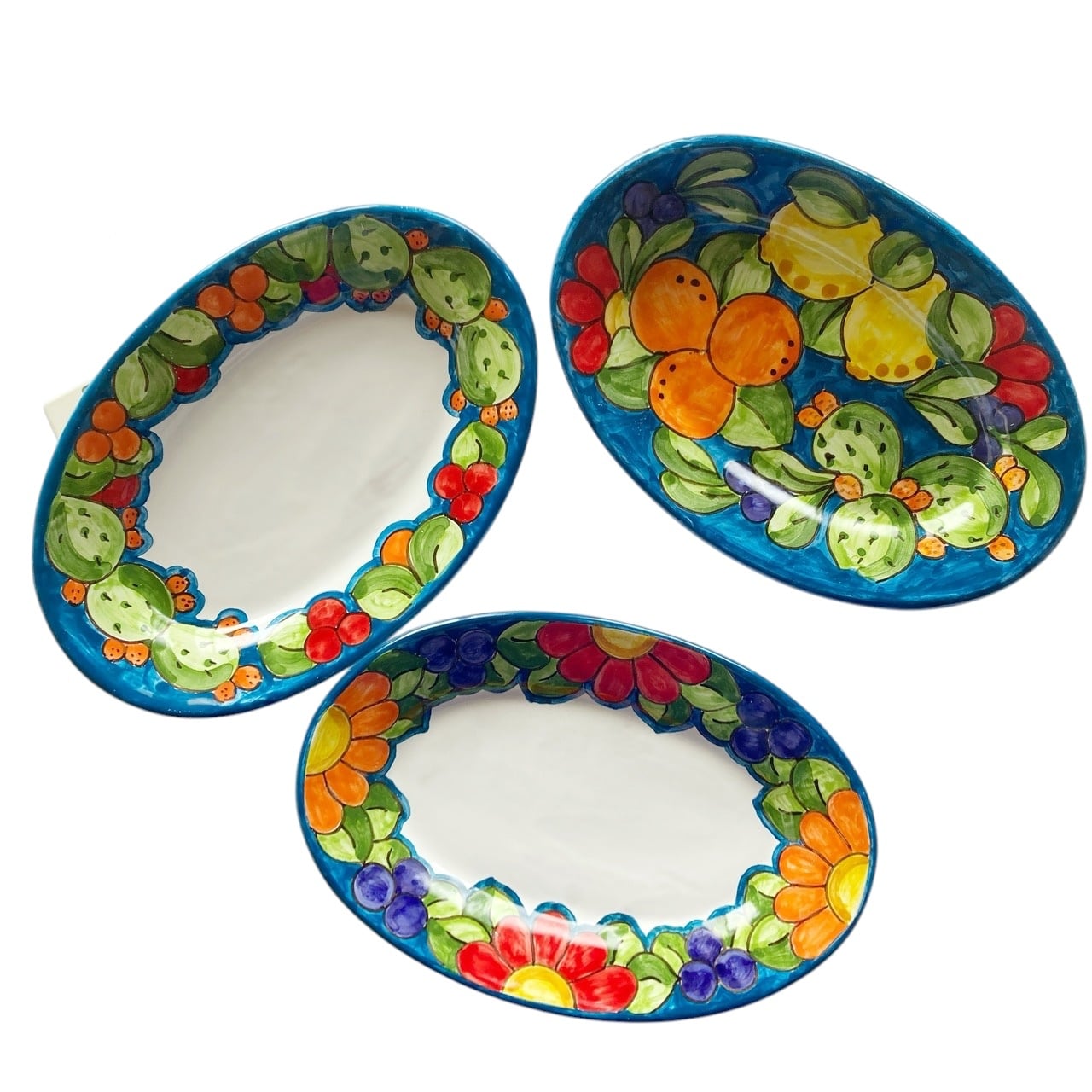 オーバル皿 26cm 花とフルーツ マヨリカ焼き イタリア陶器 OVL057