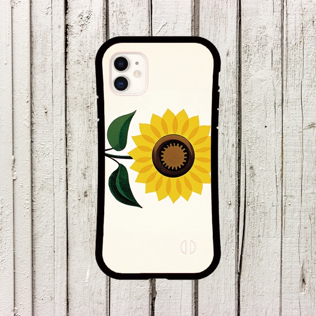 iPhoneケース ひまわり 北欧レトロポップ｜ミッドセンチュリー風花柄 NOR069