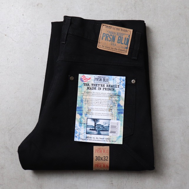 PRISON BLUES  Double Knee Jeans  "BLACK"