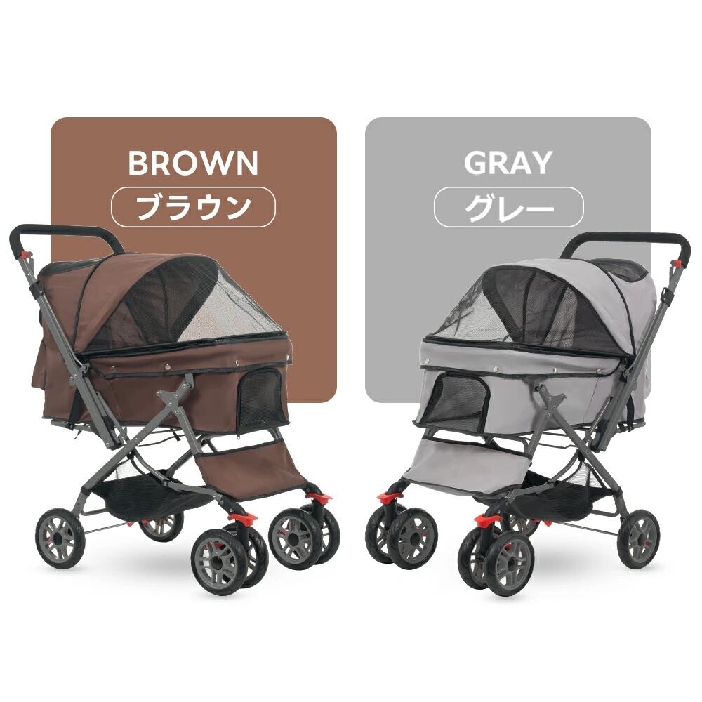 軽量ペットカート 折りたたみ式 4輪ストッパー付き 多頭対応 犬猫兼用 対面可能 ペットカート 対面式 折りたたみ式 多頭用 小型犬 中型犬対応 軽量 4輪