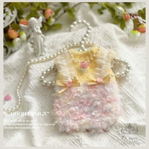 予約（海外ハンドメイド）【№B07470】チューリップチェーン　手編みニット　ベストワンピ