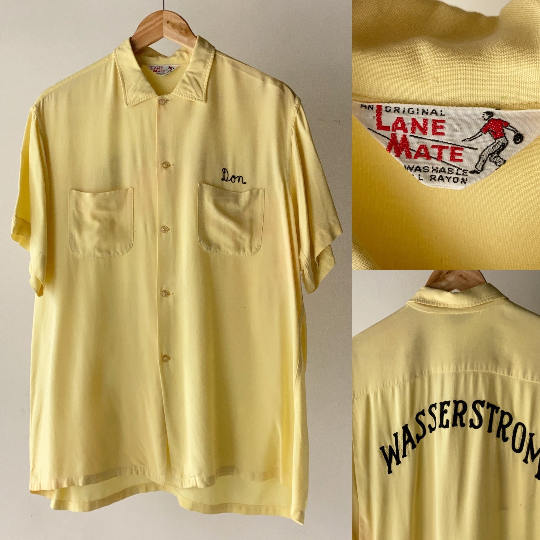 1960's LANE MATE レーヨンボーリングシャツ イエロー ...