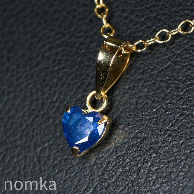 【9月の誕生石/宝石質】サファイアハートカット ネックレス(K18/14kgf) njew-0009