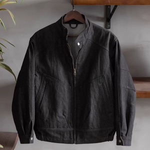 Black collar Harrington denim jacket(VE005)