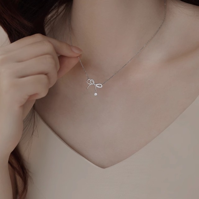 蝶結びペンダントネックレス A0416