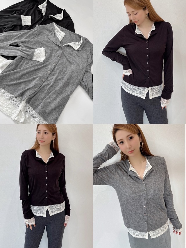 大人の抜け感 やわらかレースレイヤードTOPS　¥6,800+tax