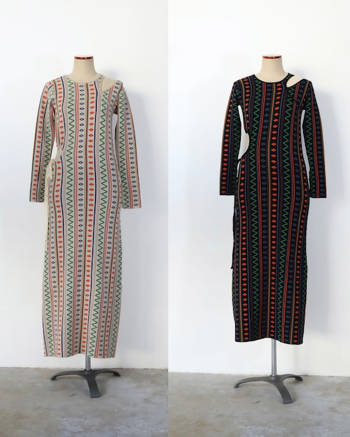 Art Knit Dress / アートニットドレス-Native Stripe