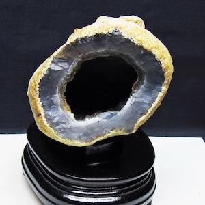 アゲート ジオード 原石 置物 台座付属 瑪瑙 メノウ 晶洞 一点物 181-4182