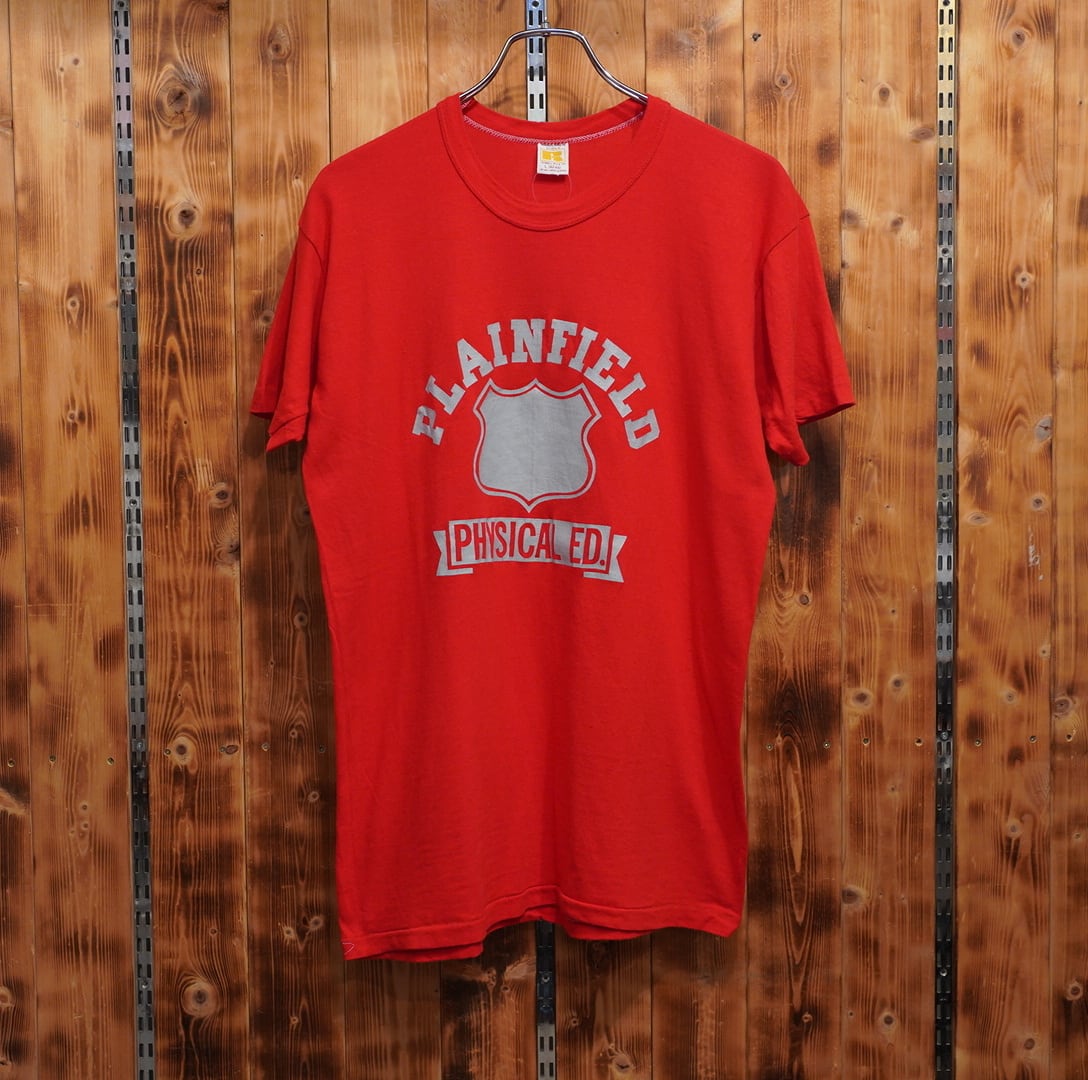 70s 金タグ russell athletic Tシャツ L /ラッセルアスレチック 赤 plainfield physical ed
