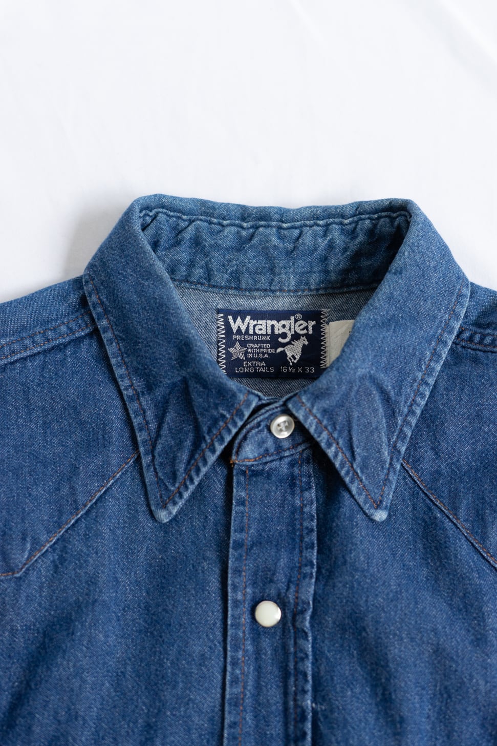 MADE IN USA】Wrangler Denim Western Shirts メンズ L 16 1/2 -33