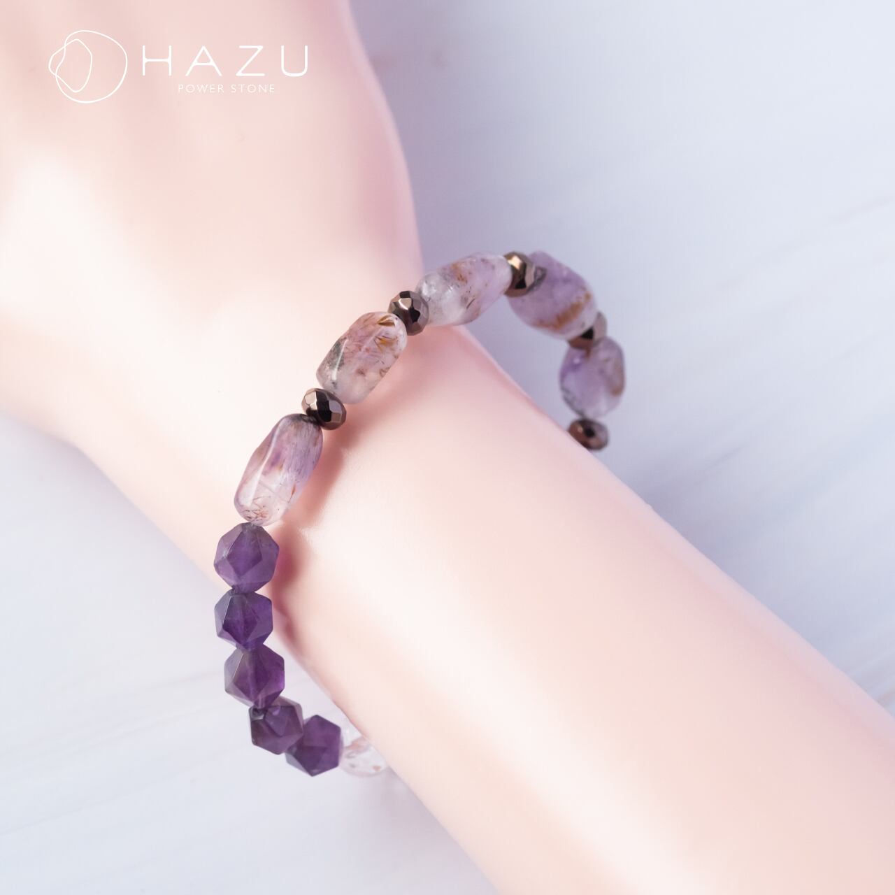 まこオーラライト23 オーラライト23ブレスレット水晶クラスター、天然石ビーズの