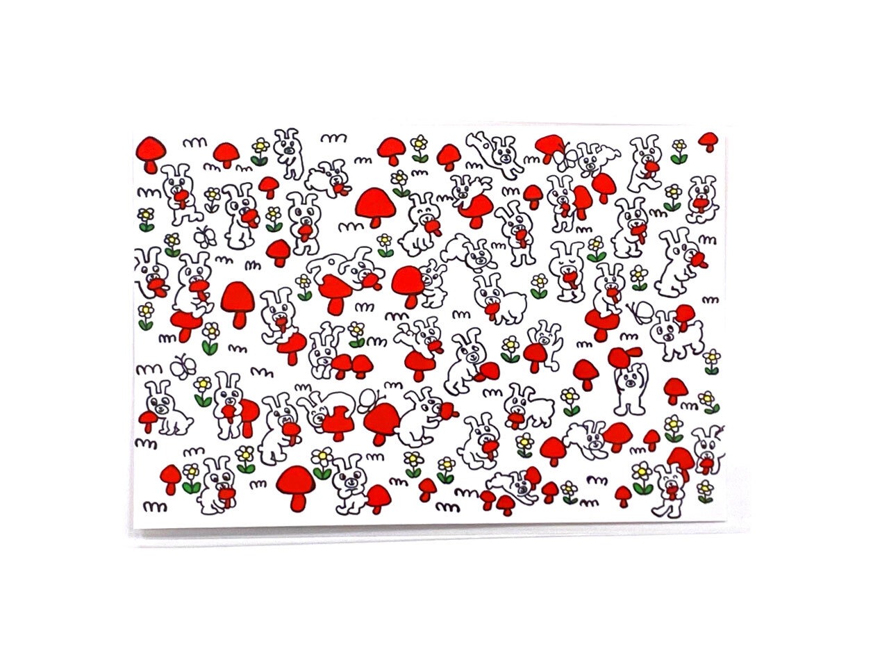 天明幸子 ポストカード『うさぎいっぱい（キノコ）』