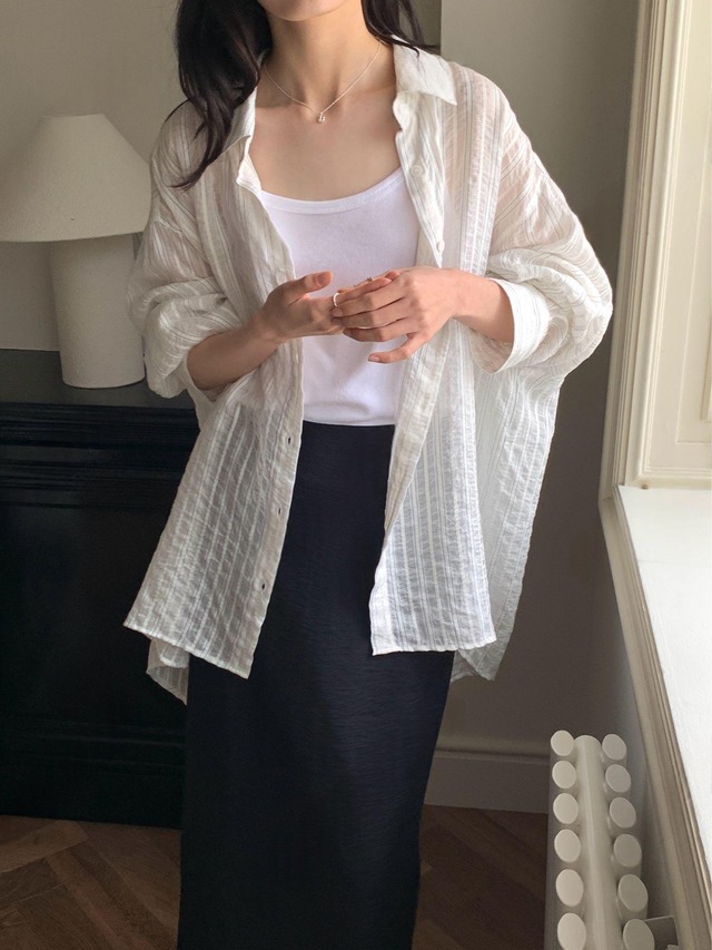Sheer Stripe Oversized Blouse