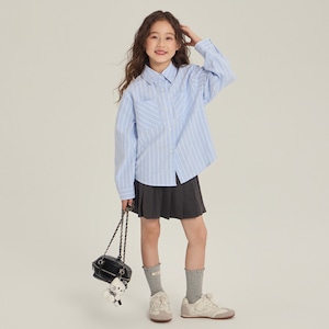 秋水色ストライプTシャツ