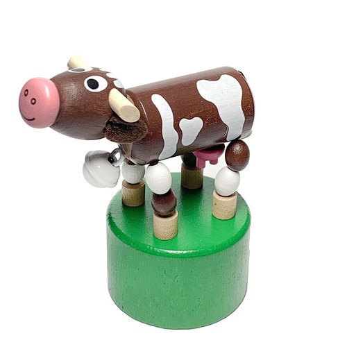 チェコ製　限定復刻盤　cow　牛　木製　人形　プッシュトイ　フィギュア