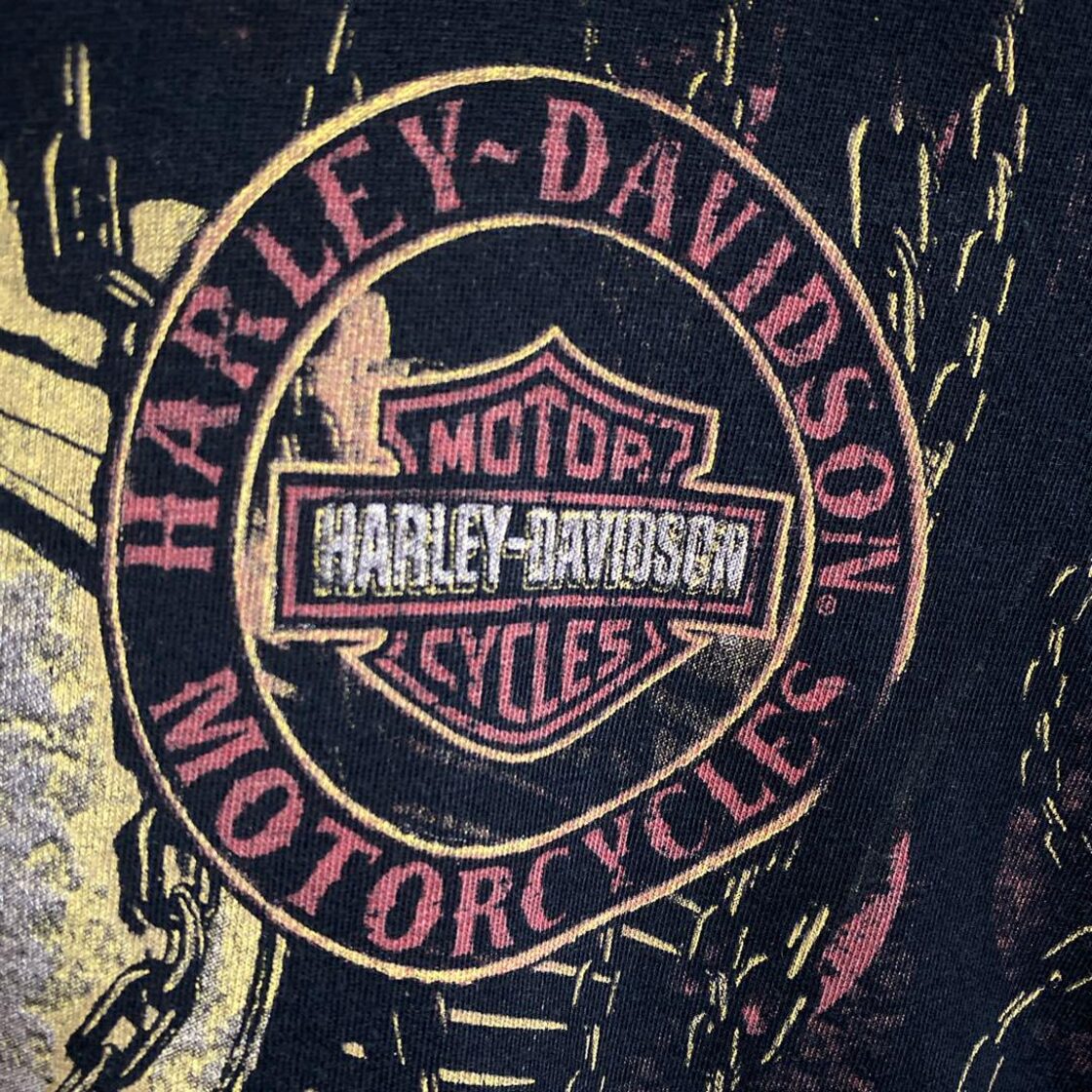 ドクロ ハーレーダビッドソン 鎖 1912 オハイオ 古着 90s 半袖Tシャツ 