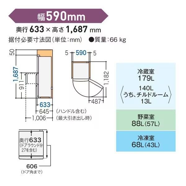 2022年製 Panasonic 335L ノンフロン冷凍冷蔵庫 | 【オンライン
