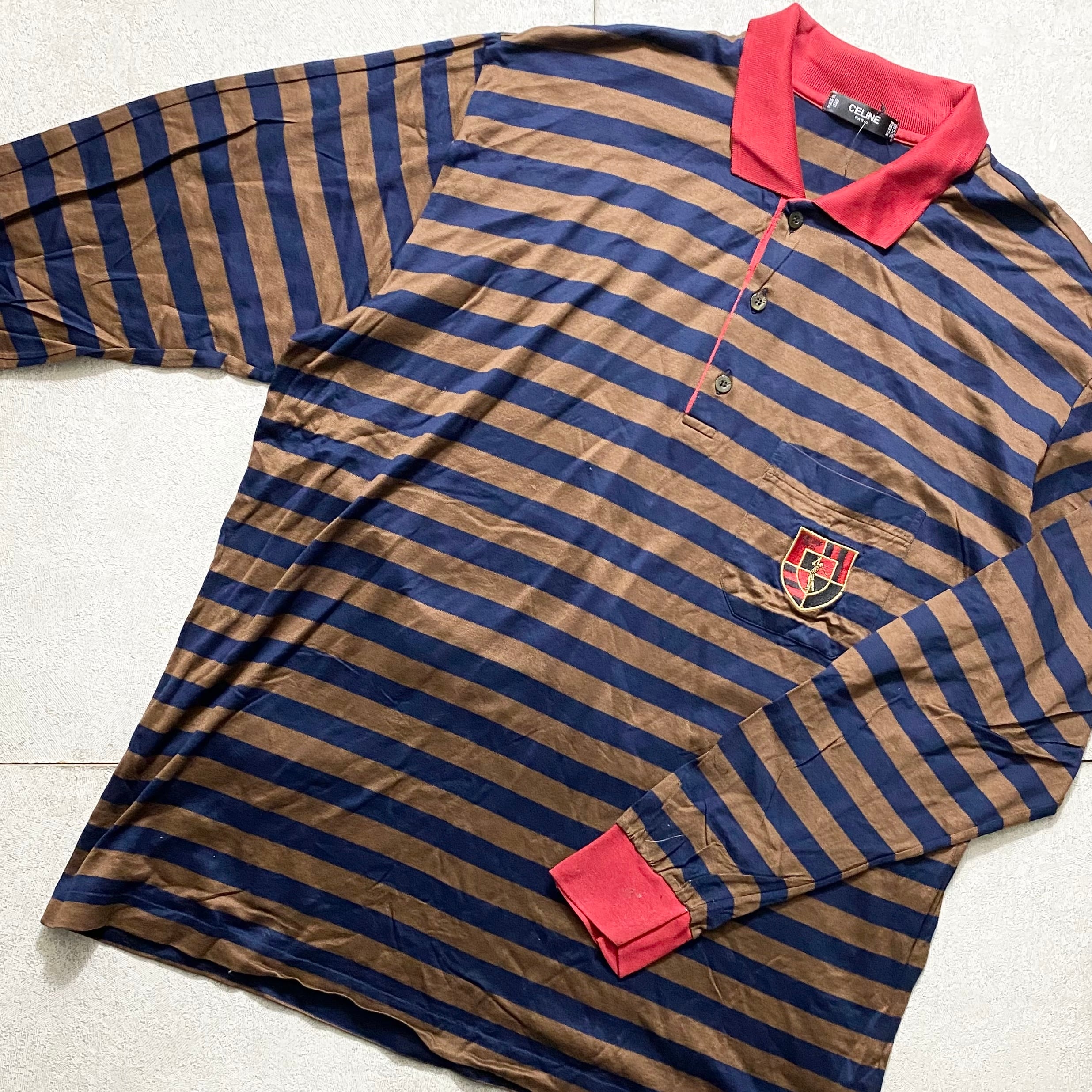 vintage CELINE long sleeves border polo shirt | NOIR ONLINE