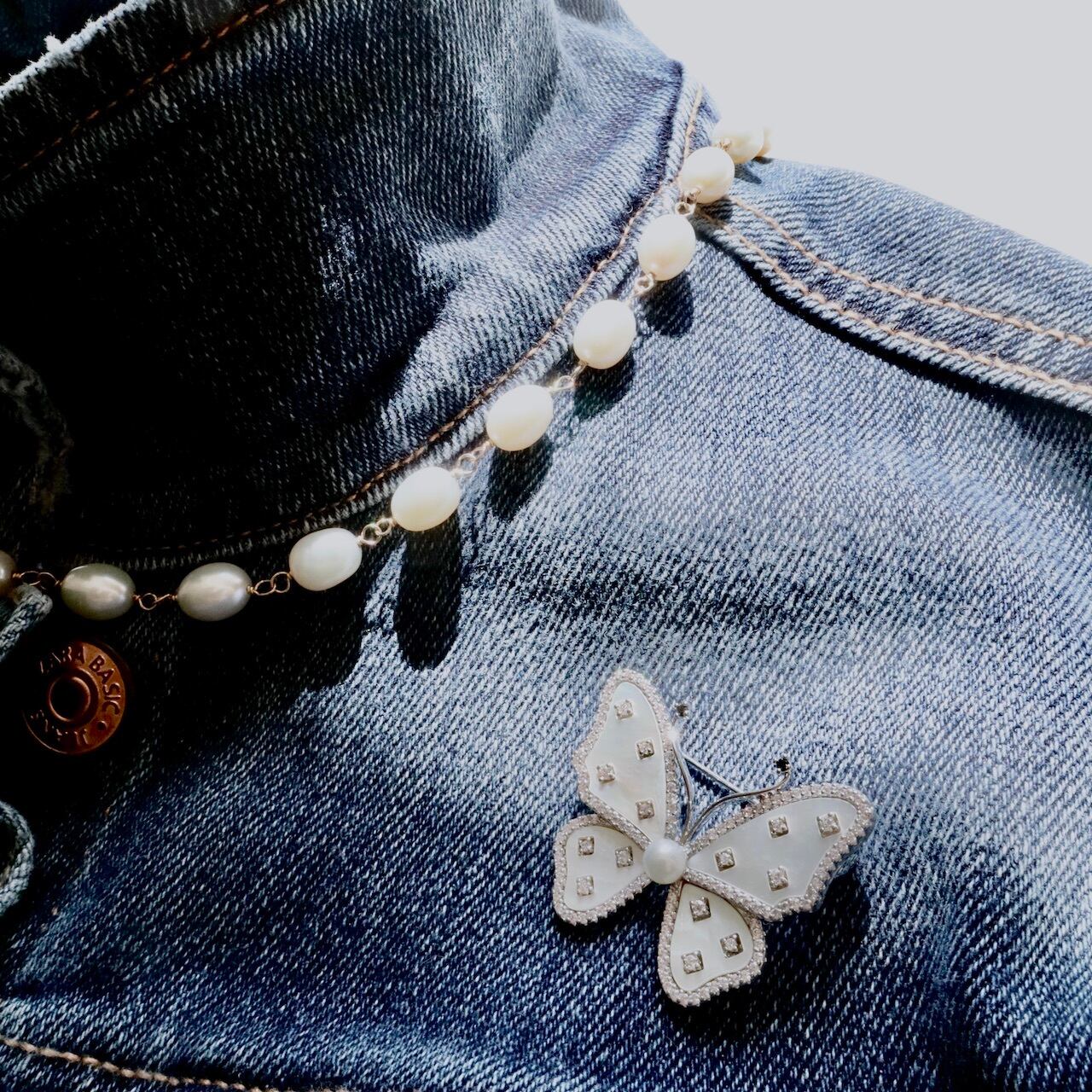 silver925/ホワイトシェル/白蝶貝ピアス/蝶/淡水パール silver925