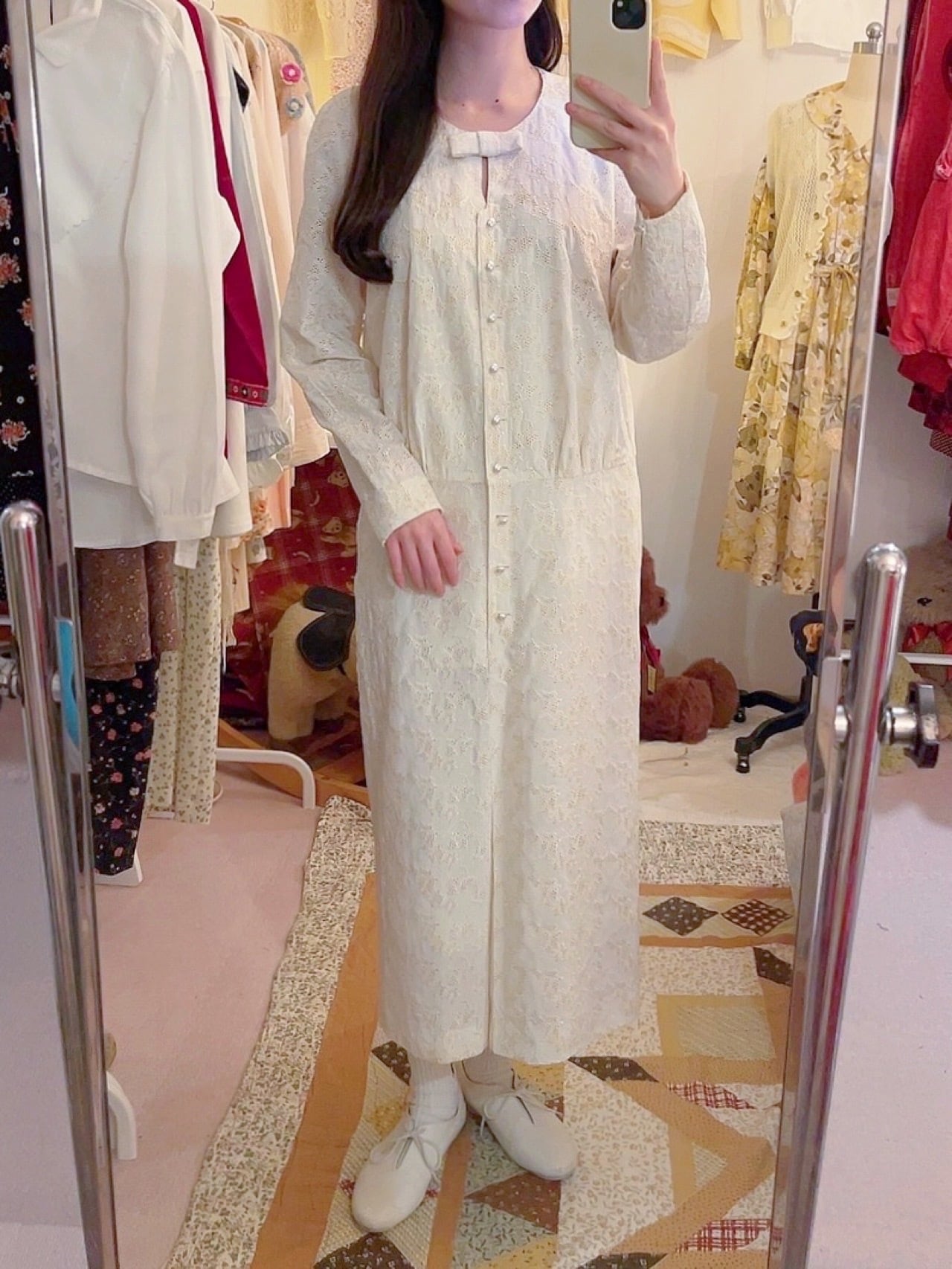 white leaf lace ribbon one-piece