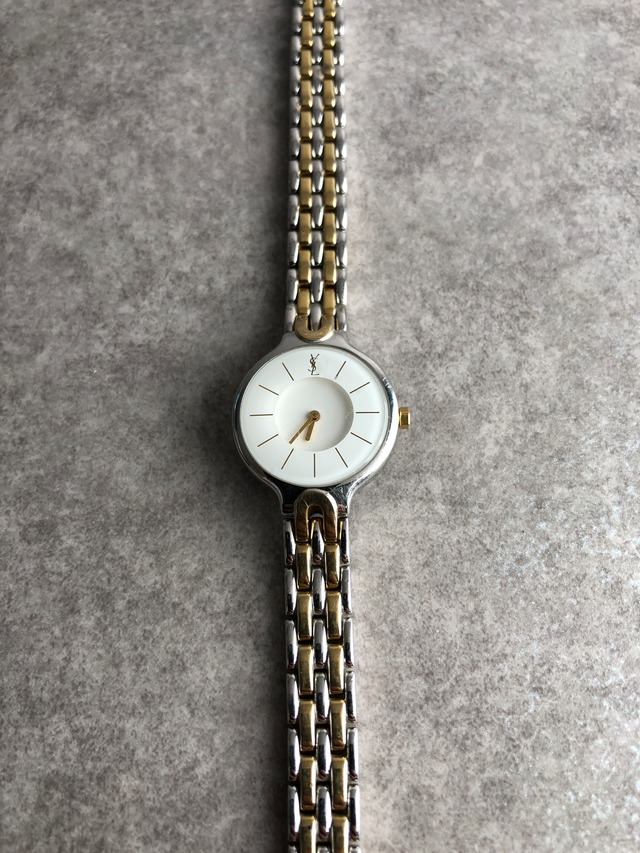 Yves Saint Laurent イヴ・サンローラン 腕時計 ゴールド シルバー ラウンド ステンレススチール 5421-H08070 クウォーツ vintage ヴィンテージ オールド nmsz84