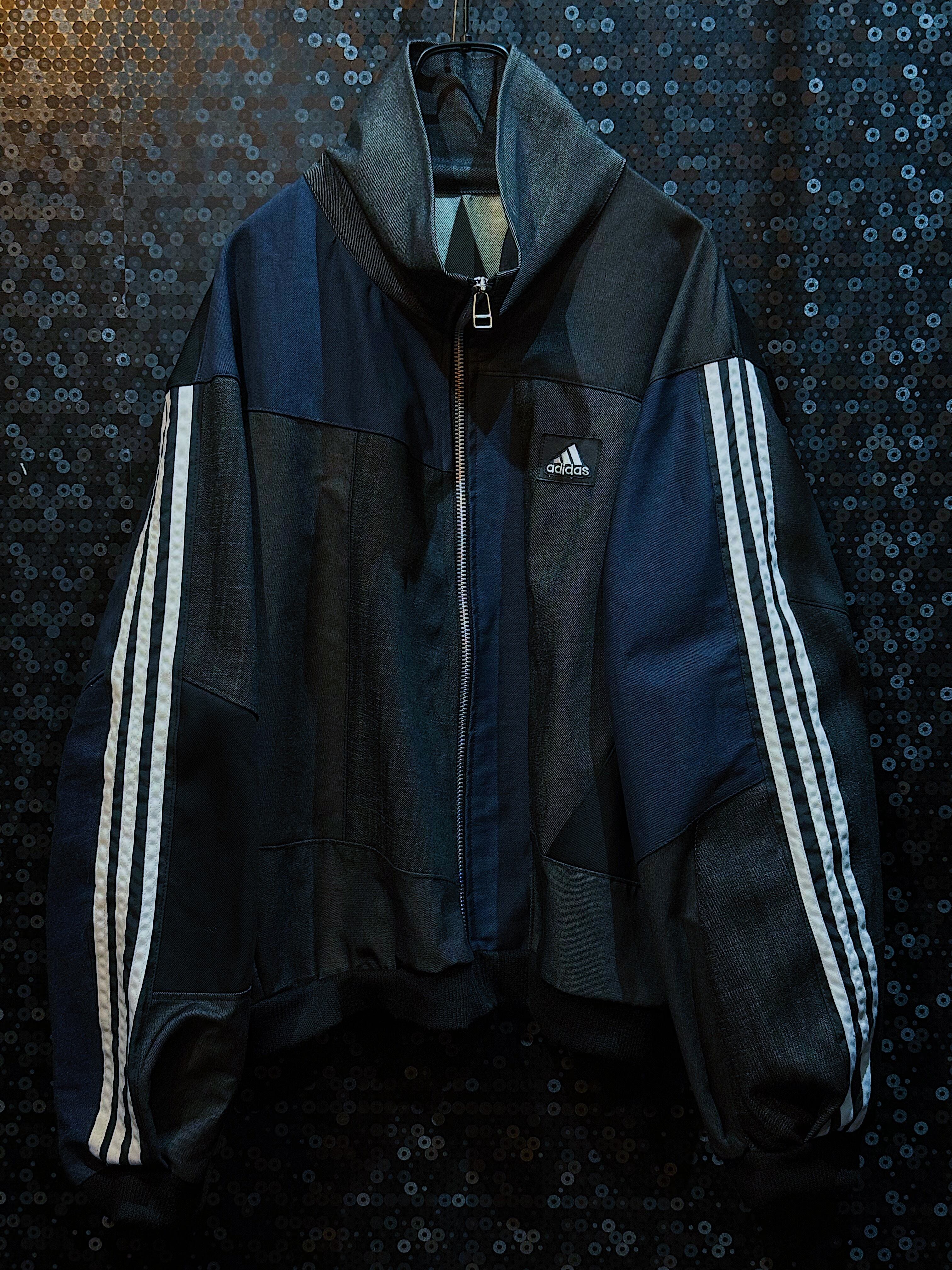 【ÆIEM】special" Original Re:make" denim patch work design stand neck track jacket