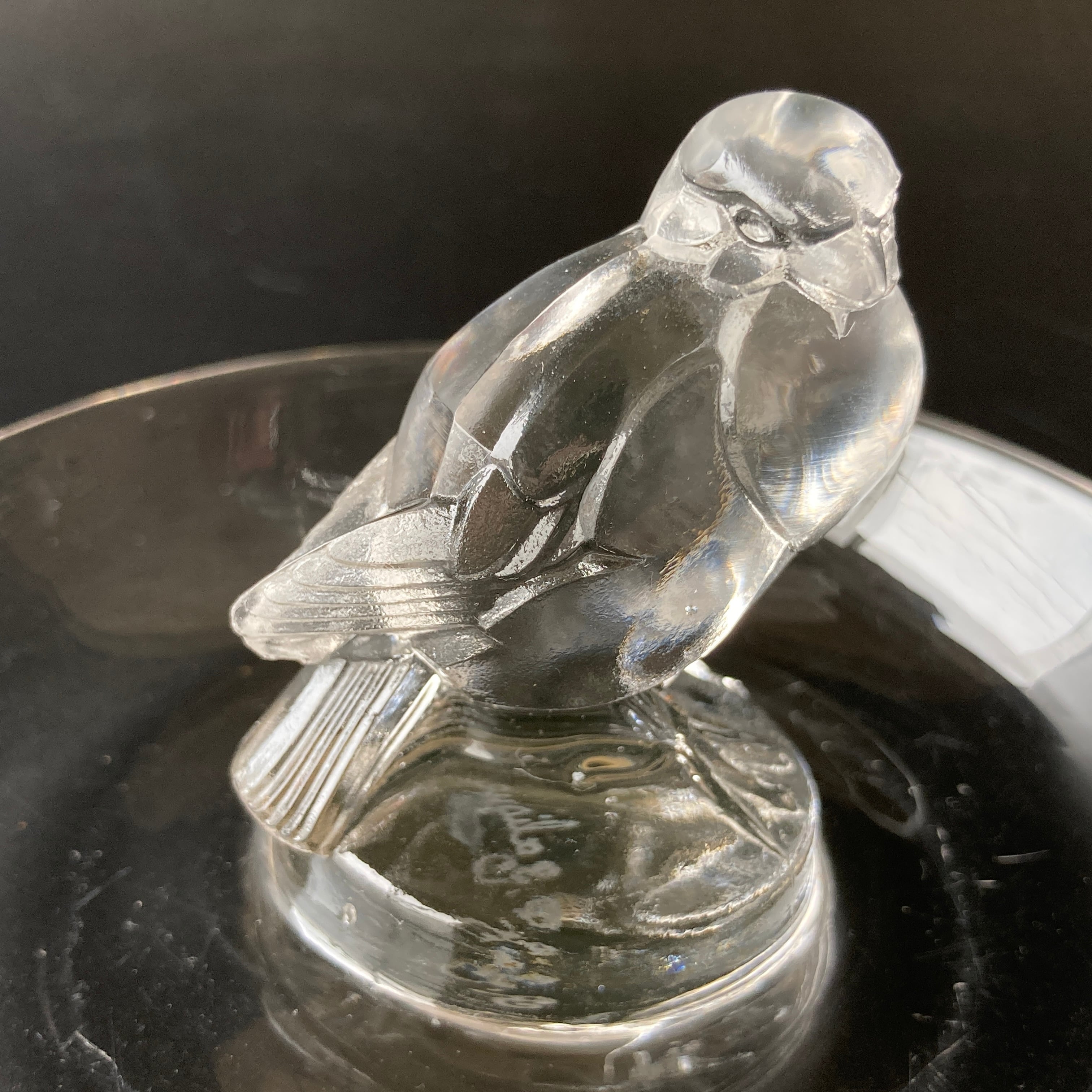 R.LALIQUE ルネ・ラリック　ジュエリー　アッシュ　トレイ「Moineau Cendrier」鳥　すずめ　クリアガラス　アンティーク　1925年