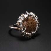 【１点もの】フラワールチルインクォーツリング ”ひまわり" #12