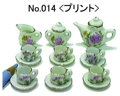 ミニチュア 陶器◇可愛いティータイムセット プリント（AD014