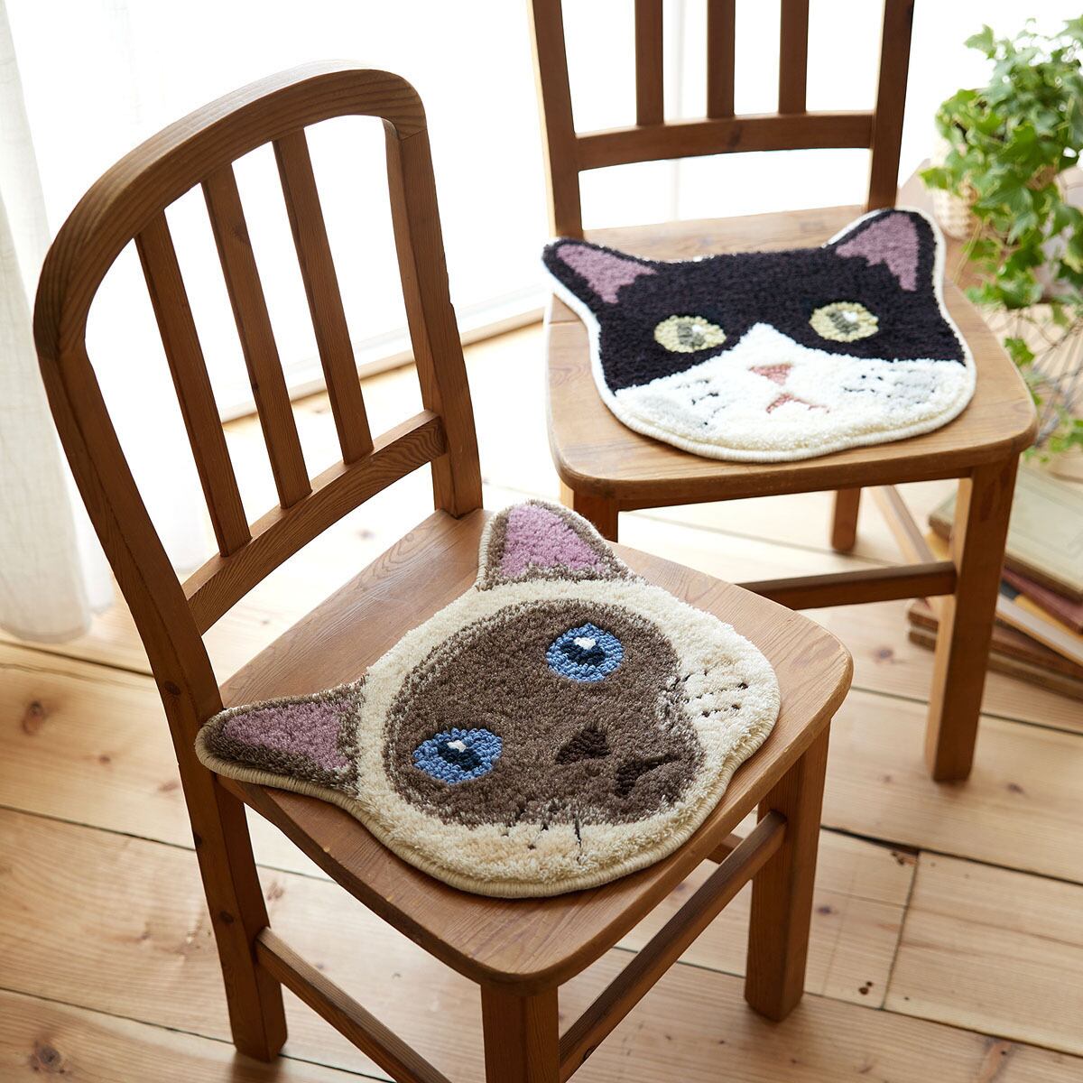 トルコ猫柄 ミニラグ インテリアマット ネコカオ マット 9種類 35×38cm 洗える チェアパッド シート 猫 ネコ