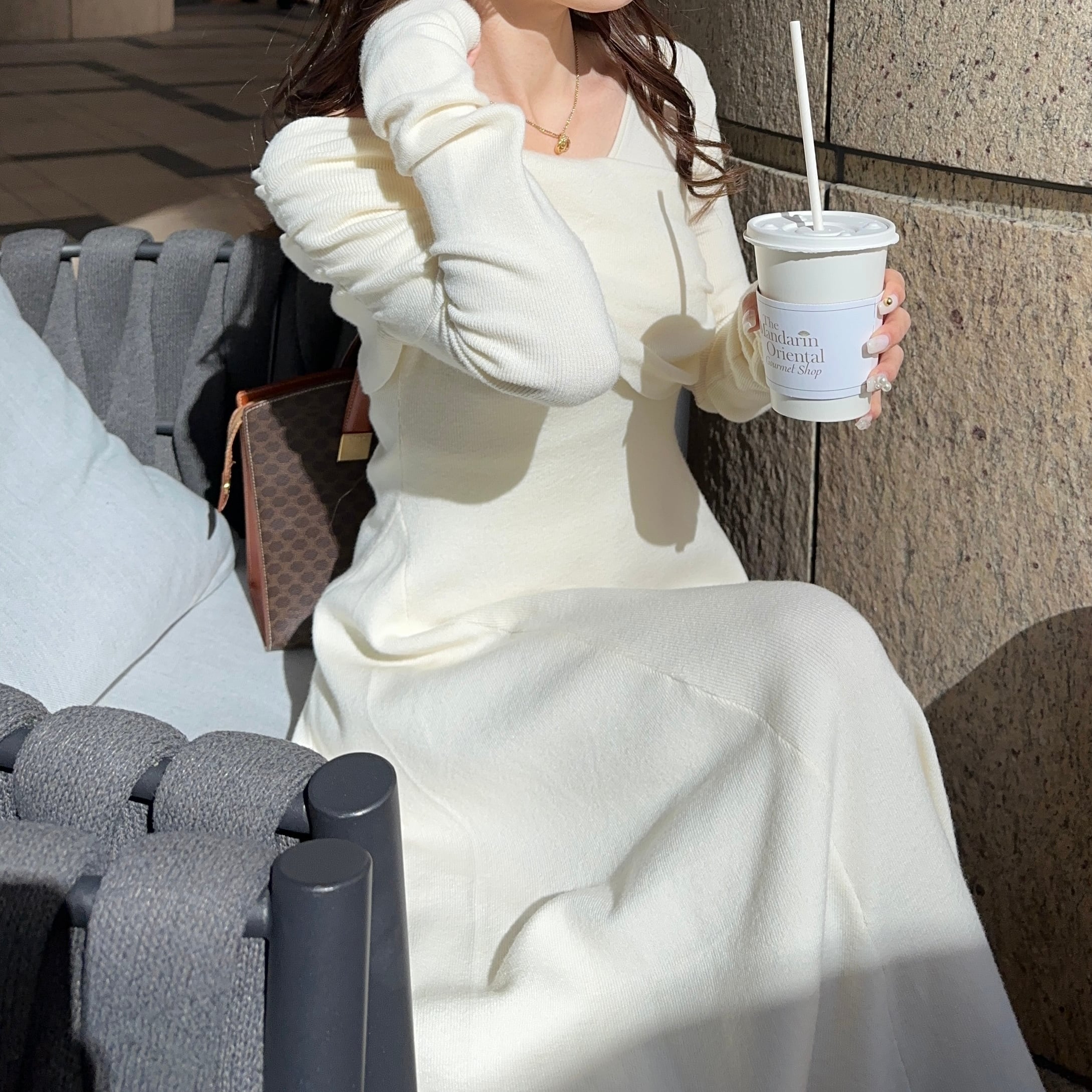 新品【Ogue. 】ワンショルダー デコルテニット ロングワンピース 白 Ogue. ワンピース 「 」 one shoulder dcollet knit op （ワン