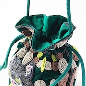 Nathalie Lete Beaded Drawstring Bag Black cat ナタリーレテ ガラスビーズポーチ Black cat