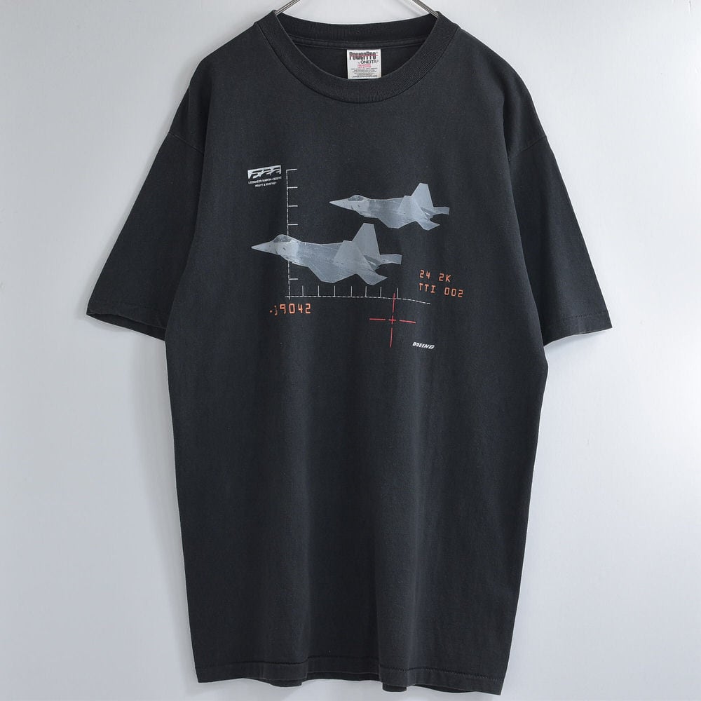 90～00s アメリカ製 ONEITA オニータ F-22 ステルス戦闘機 プリント T