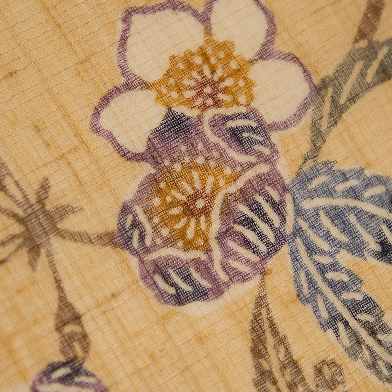 イジュの花の模様 型絵染 生紬開名古屋帯【中古】 | かわの屋