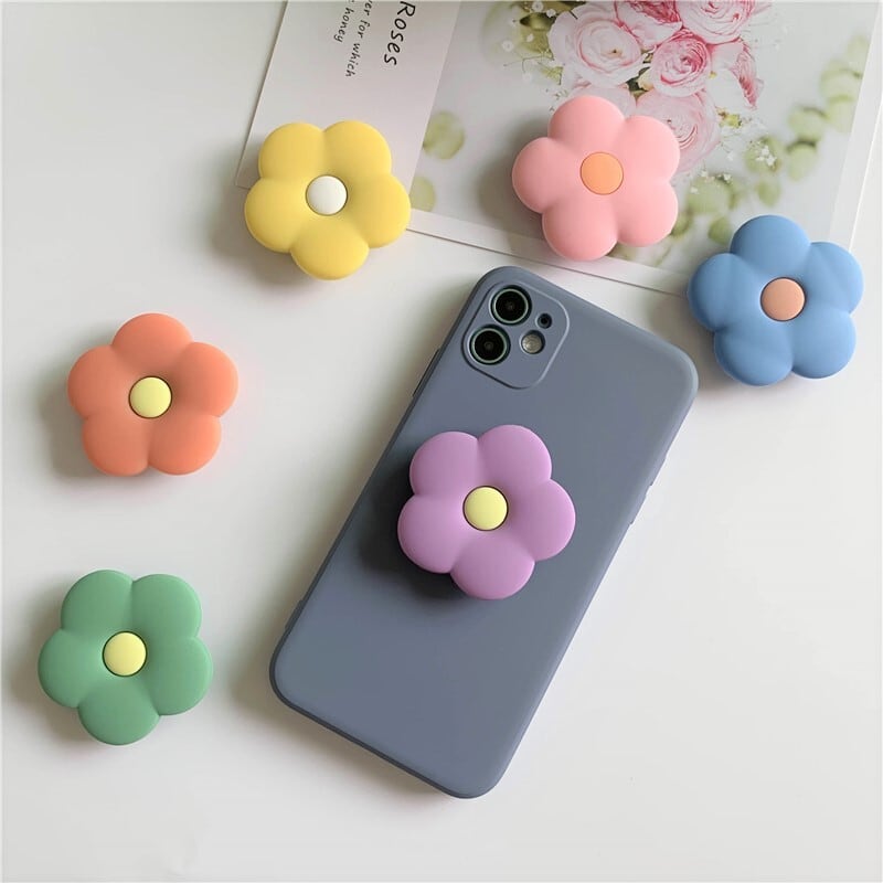 ぷっくりお花が可愛い スマホグリップ ポップソケット 落下防止 スタンド イヤホン収納 オシャレ ポップ スマホアクセサリー Lamitte Deco トレンド 韓国ファッション ショップ Base店