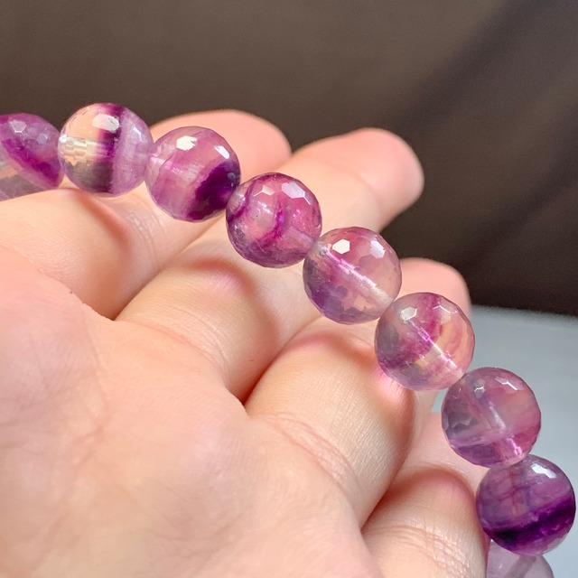 3.パープルグラデーション☆カットフローライト ブレスレット