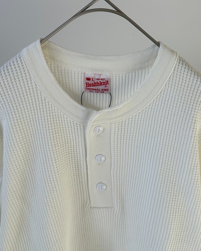 -Health Knit- Thermal King Waffle Henley Neck L/S