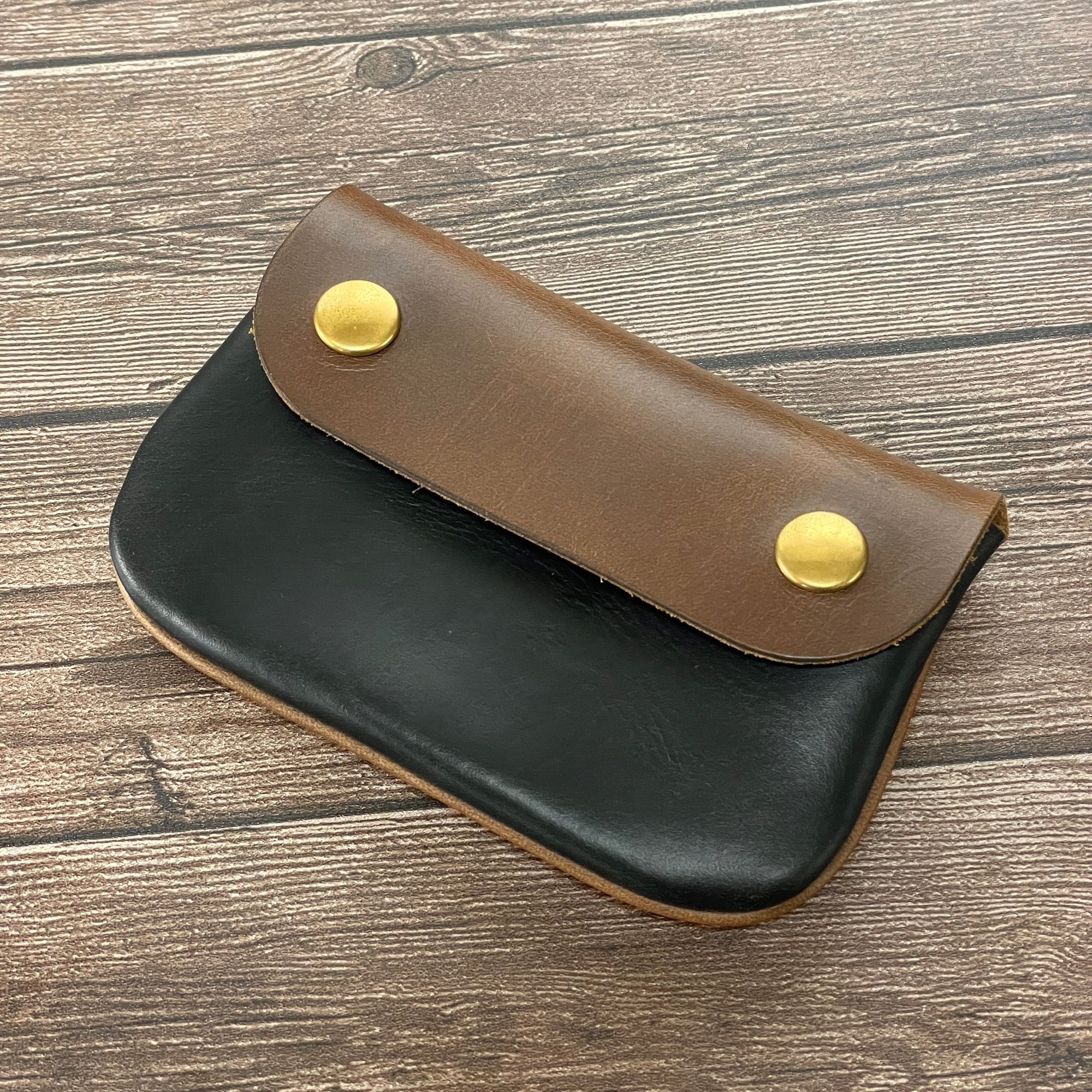 【即納】ショートウォレット/クロムエクセル・ナチュラル×茶芯ブラック