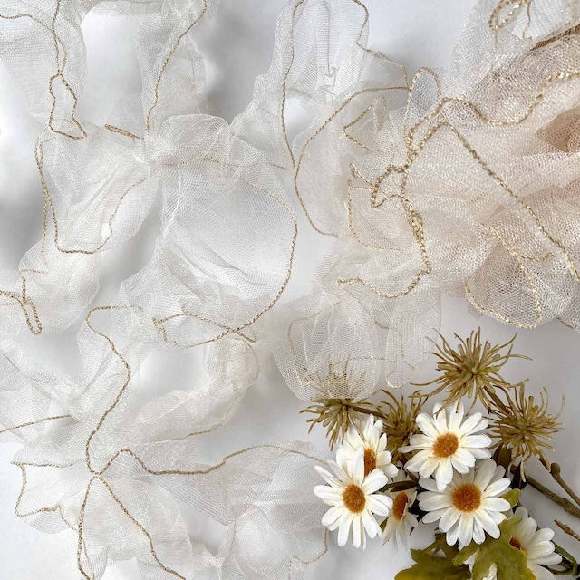 縁ラメギャザー寄せチュールレース（50cm〜）