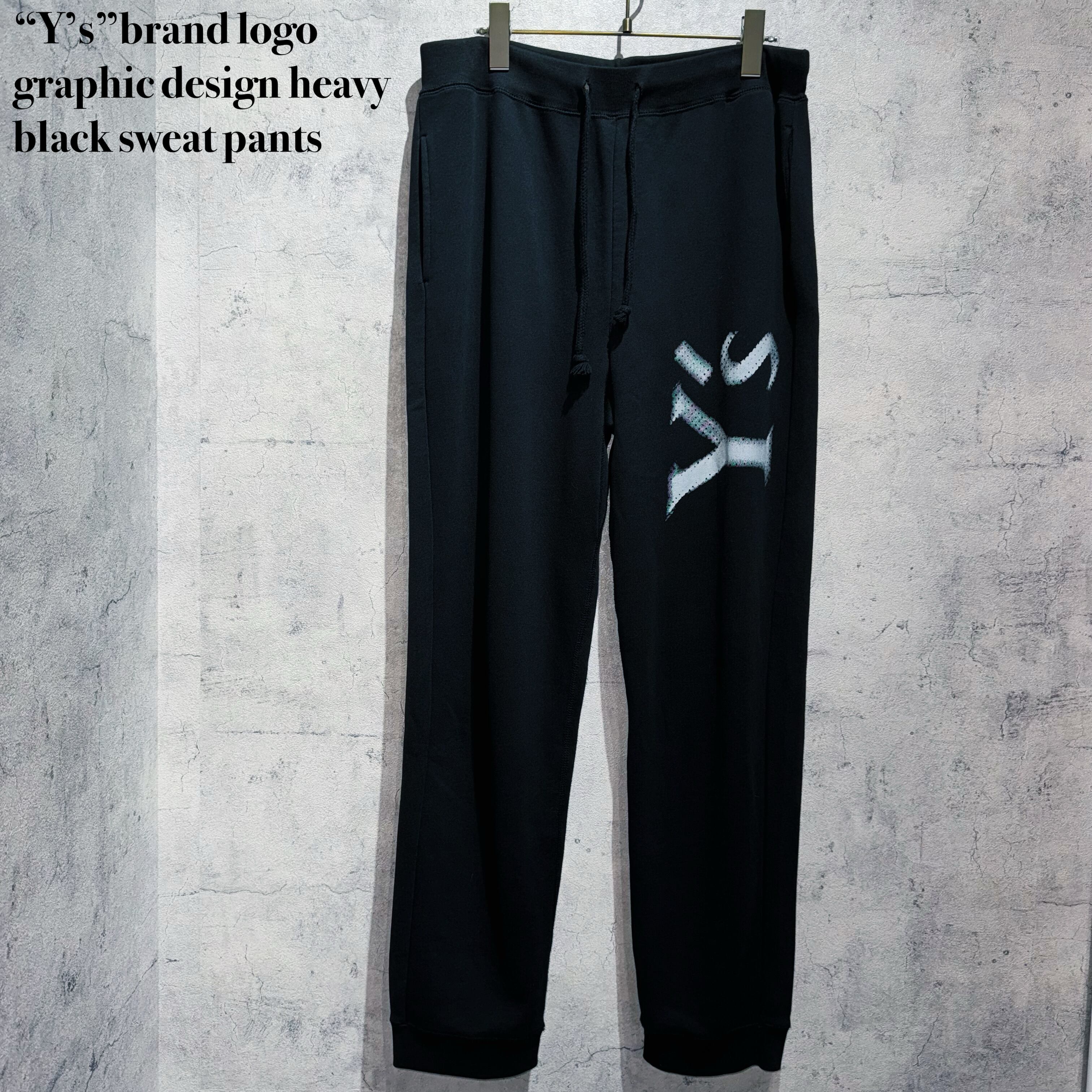 “Y’s”brand logo graphic design heavy black sweat pants