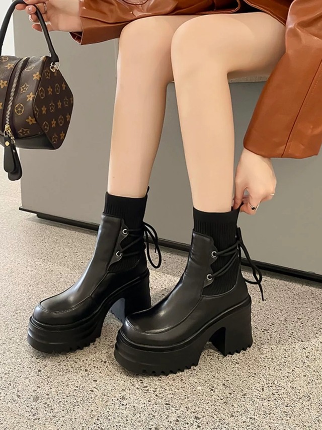 casual lace up boots 2color