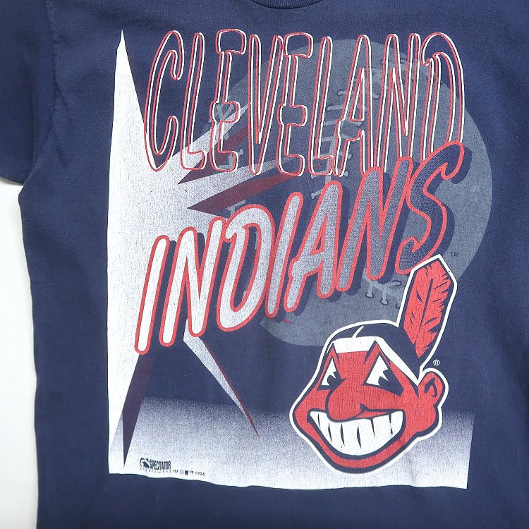 古着 90年代 MLB インディアンス プリントTシャツ シングルステッチ