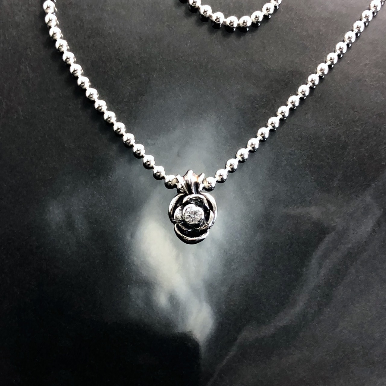 BALL CHAIN [ROSE] w/DIAMOND in collaboration with SUGIZO / ローズネックレス・スギゾーコラボレーション ダイヤモンド